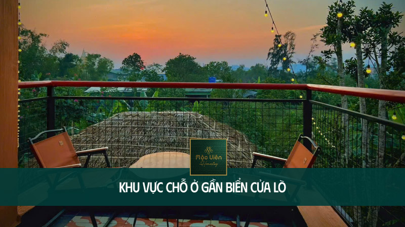 khu vực chỗ ở gần biển Cửa L&ograve; homestay mộc vi&ecirc;n